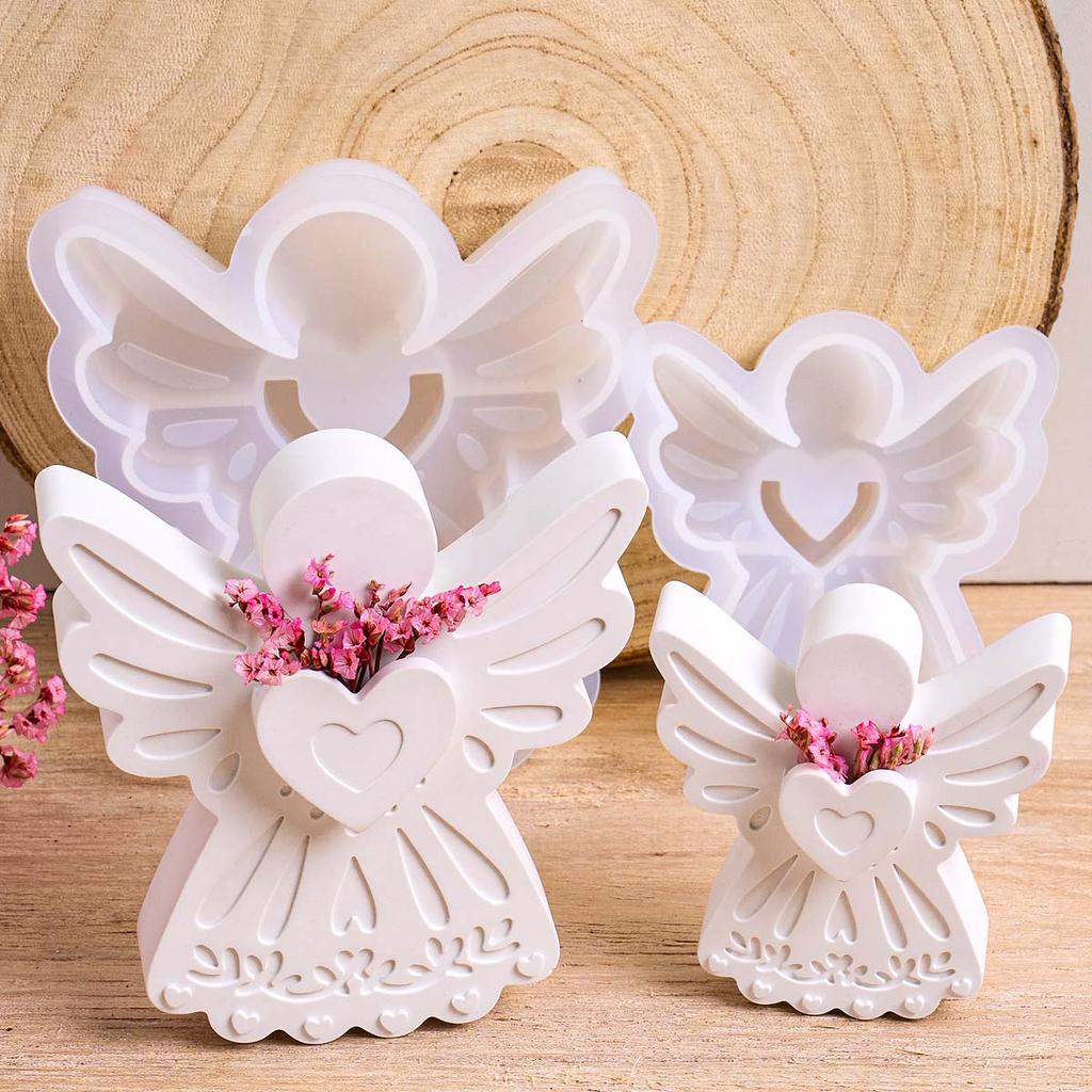 Love Angel Silicone Candle Mold DIY Home Decor Ornaments Making Kit Plaster Resin Flower Arrangement Craft Gifts Casting Molds