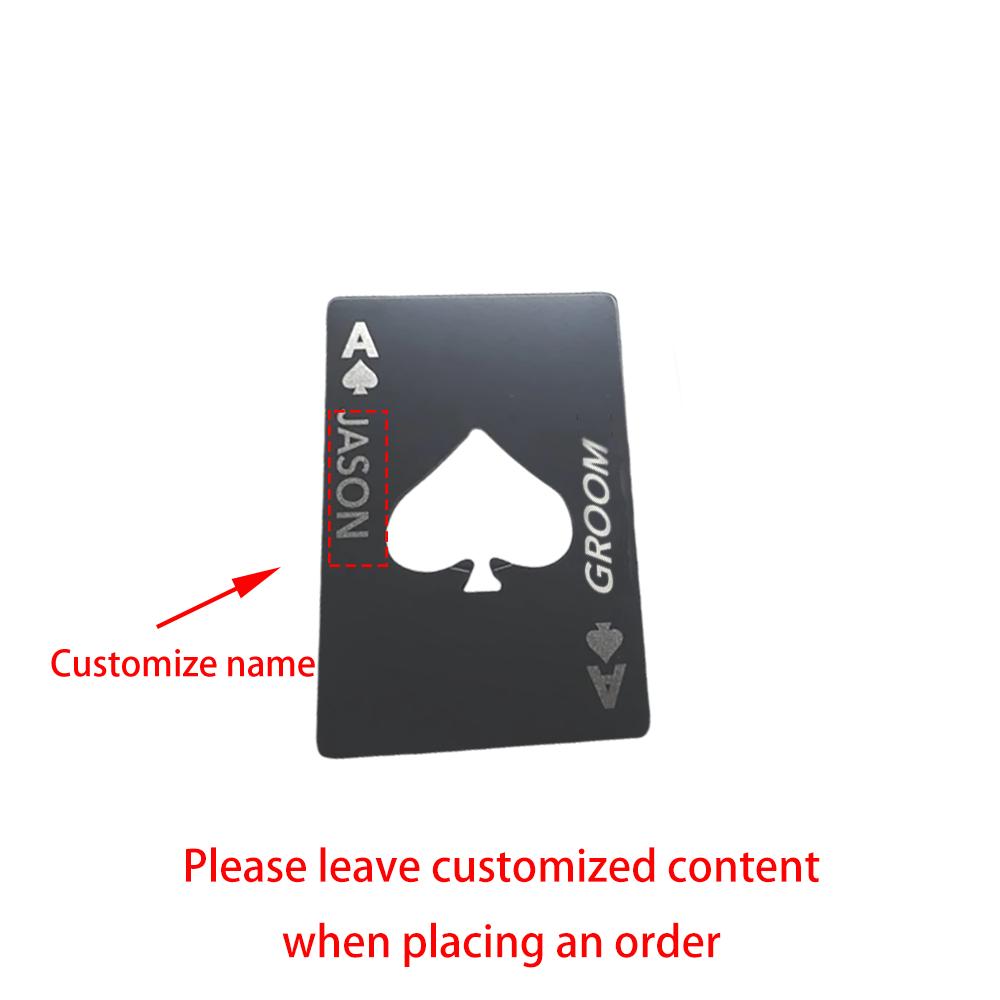 Anpassad Spader Ess Tärna Graverade Svart Stål Flasköppnare Best Man Brudgum Att Vara Fråga Gåva Bröllop Möhippa