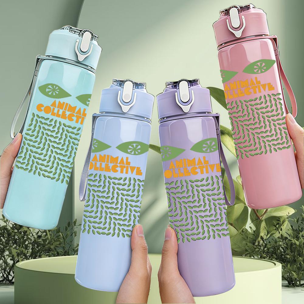 1PC Green Leaf Minimalist Square Art Print 750ml Portable Sports Water Bottle Leakproof Gym Outdoor Travel Drink Cup