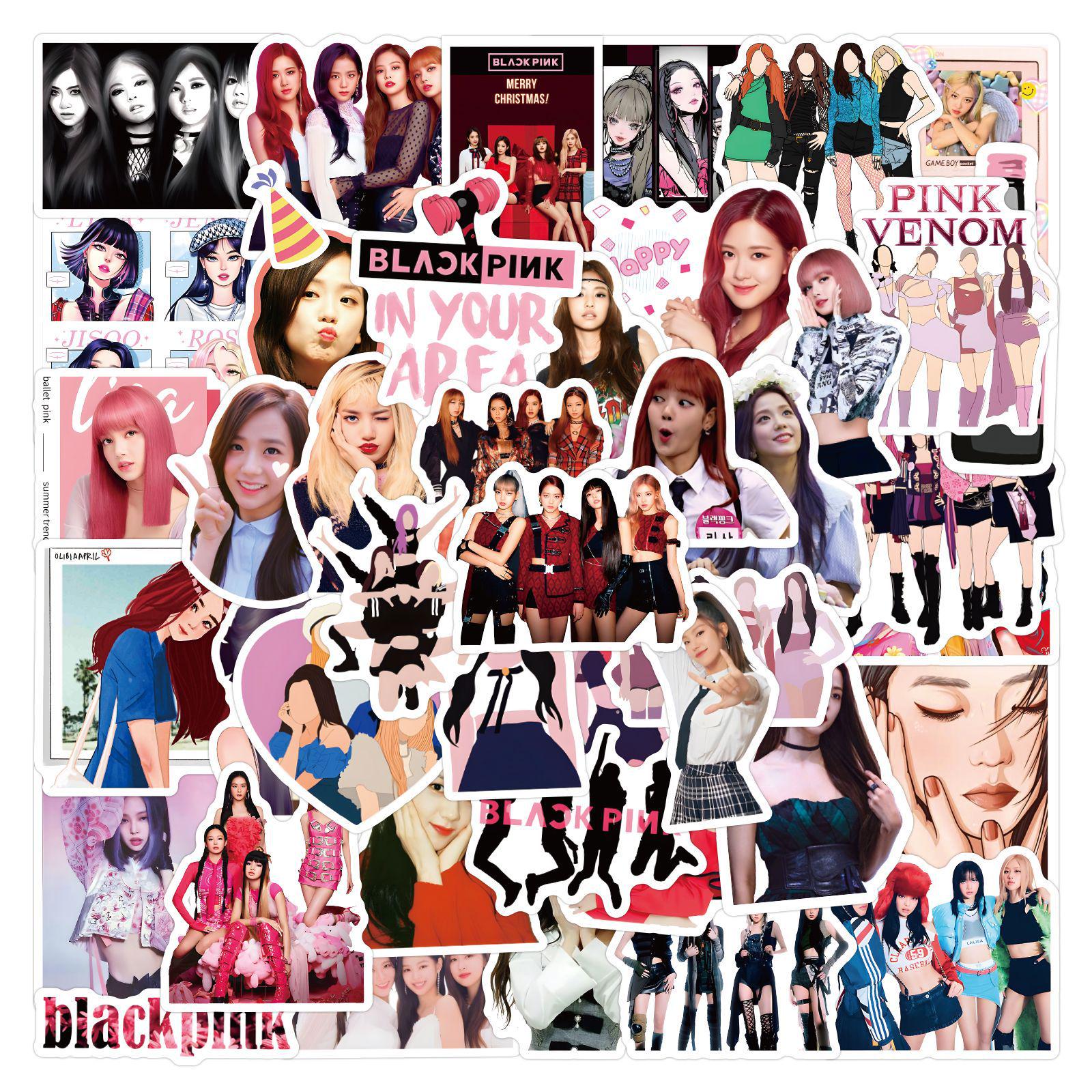 50 Звездных Наклеек BLACKPINK: Наклейки для чехлов телефонов Дженни, Розэ, Джису и Лисы