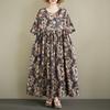 DIMANAF New 2026 Summer Beach Women Plus Size Vintage Lady Long Dress Cotton Loose Oversize Maxi Floral Print