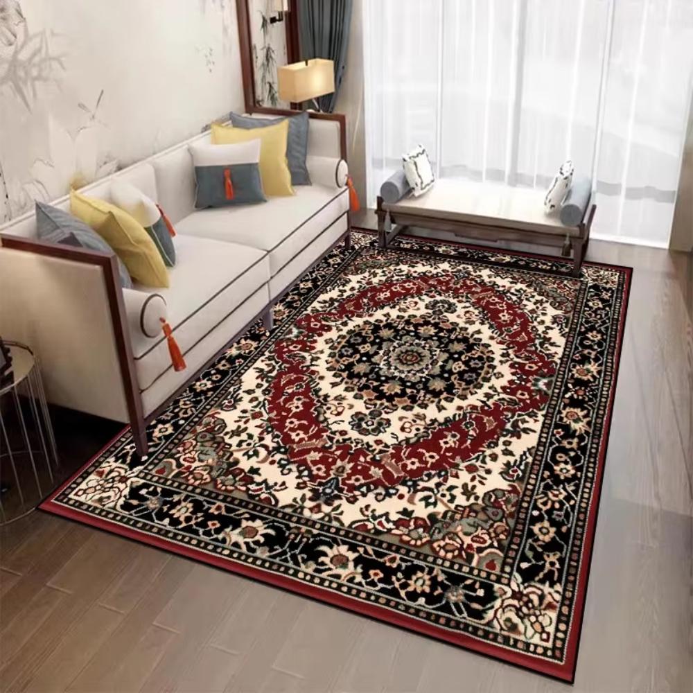 Red Persian Printing Carpet for Living Room Decor Sofa Area Floor Mat Bedside Area Rug Balcony Kitchen Table Mat Welcome Rug