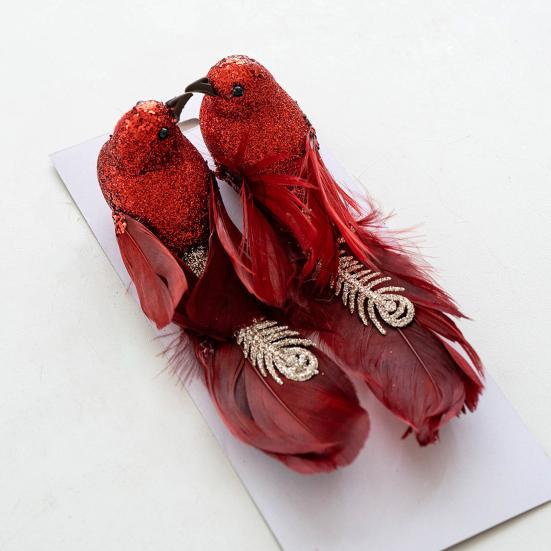 Yousheng 1 Pair Christmas Ornament Imitation Foam Feather Bead Design Christmas Tree Decoration Festive Atmosphere DIY Gift