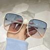 Outdoor Sunglasses Gradient Square Decoration Black Large Frame Transparent Trend Sunglasses  Oversize Fashion Glasses