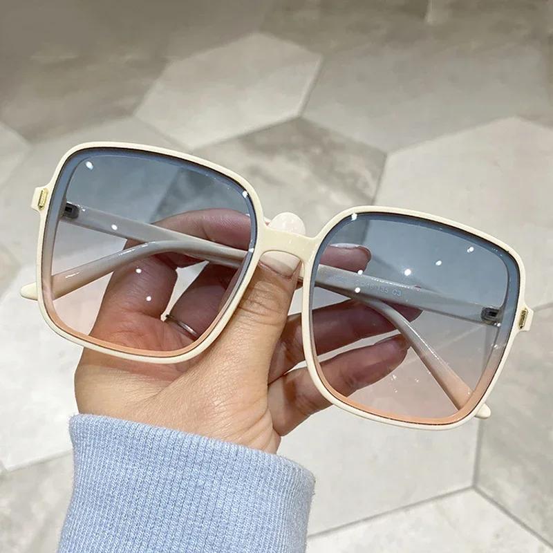 Outdoor Sunglasses Gradient Square Decoration Black Large Frame Transparent Trend Sunglasses  Oversize Fashion Glasses