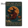 Retro Halloween Decor Wall Sign, Pumpkin Ghost Bathroom Metal Party Ornaments Art Witch Cat Festival Sign for Bar Home Room Vintage Signs