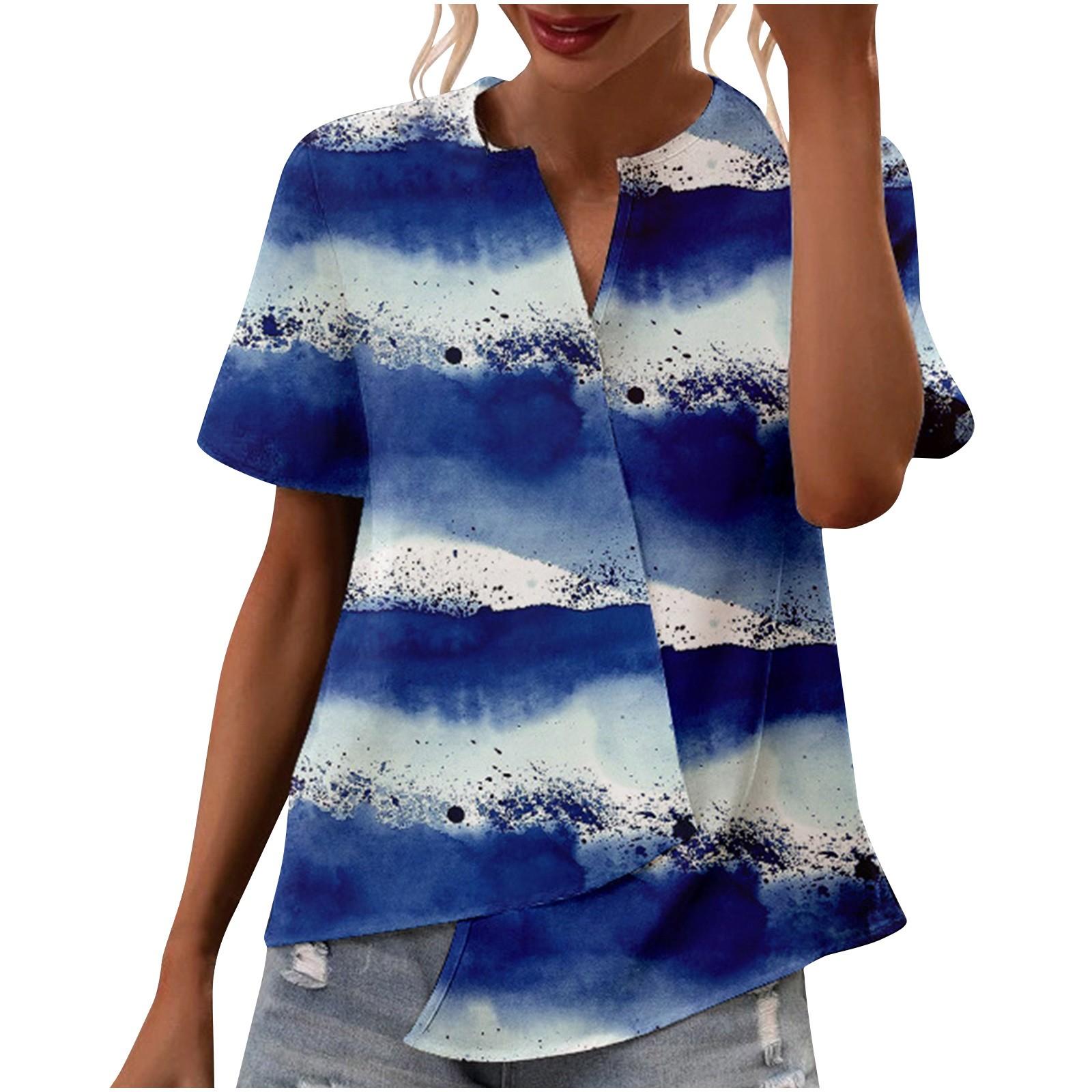 

(SU)Модный женский летний повседневный топ с короткими рукавами и v-образным вырезом Blusa Tonos Cuello Muesca