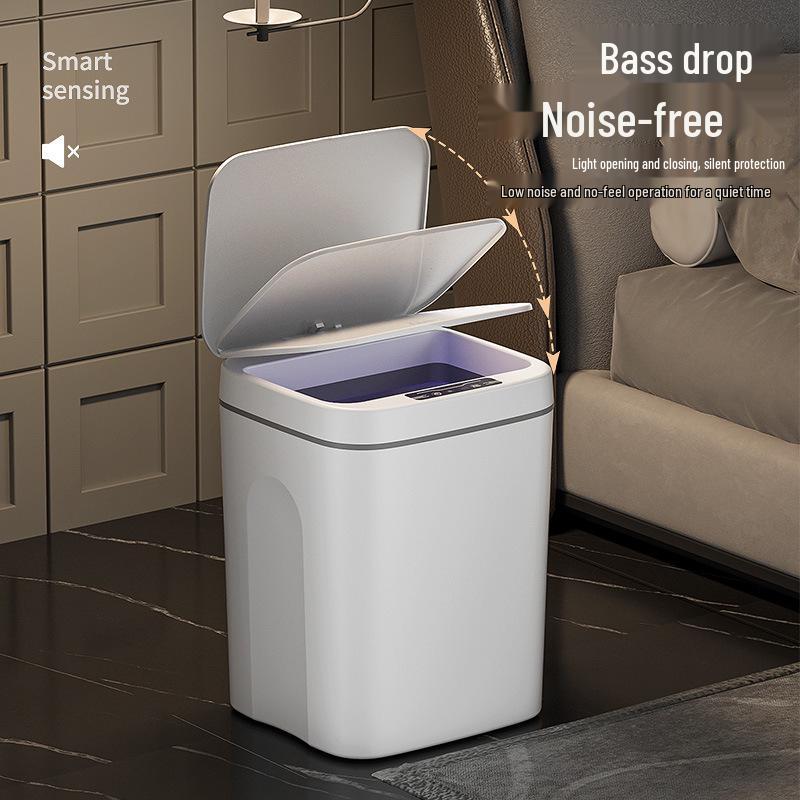 2026 Smart Induction Trash Can with Built-in Press Ring, Long Battery Life, 16L Capacity for Living Room