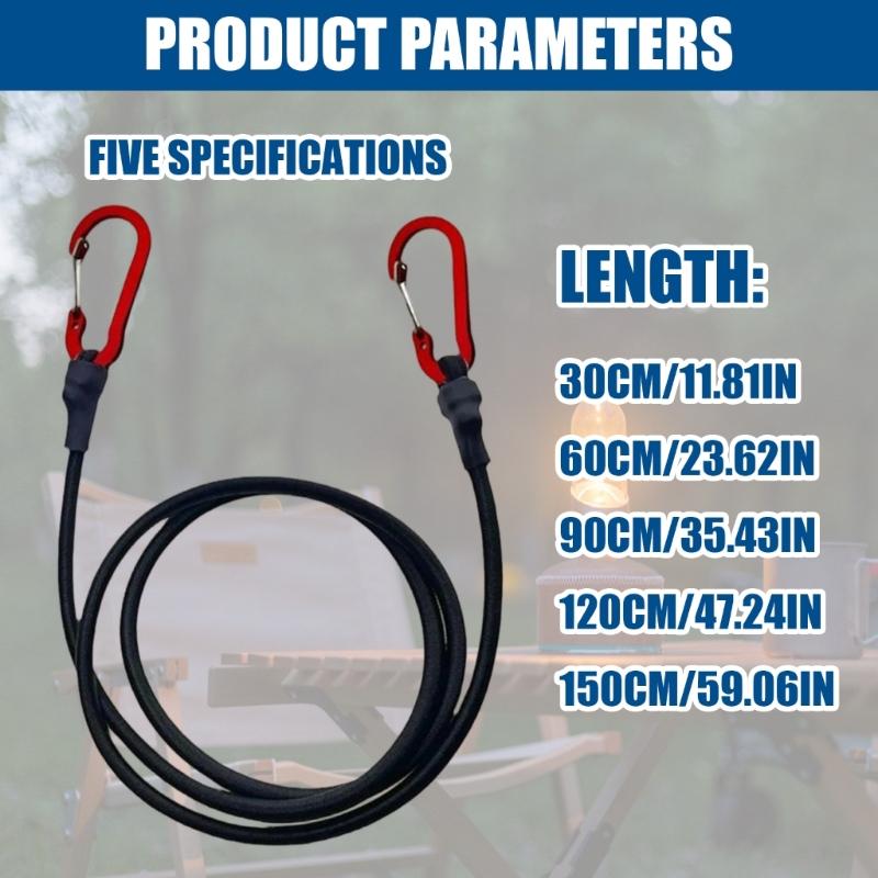 Luggage Strap Elastic Tie Strap String Tension Rope Expander with Hook, 60cm/90cm/120cm Bungee Cord with Carabiner Hook