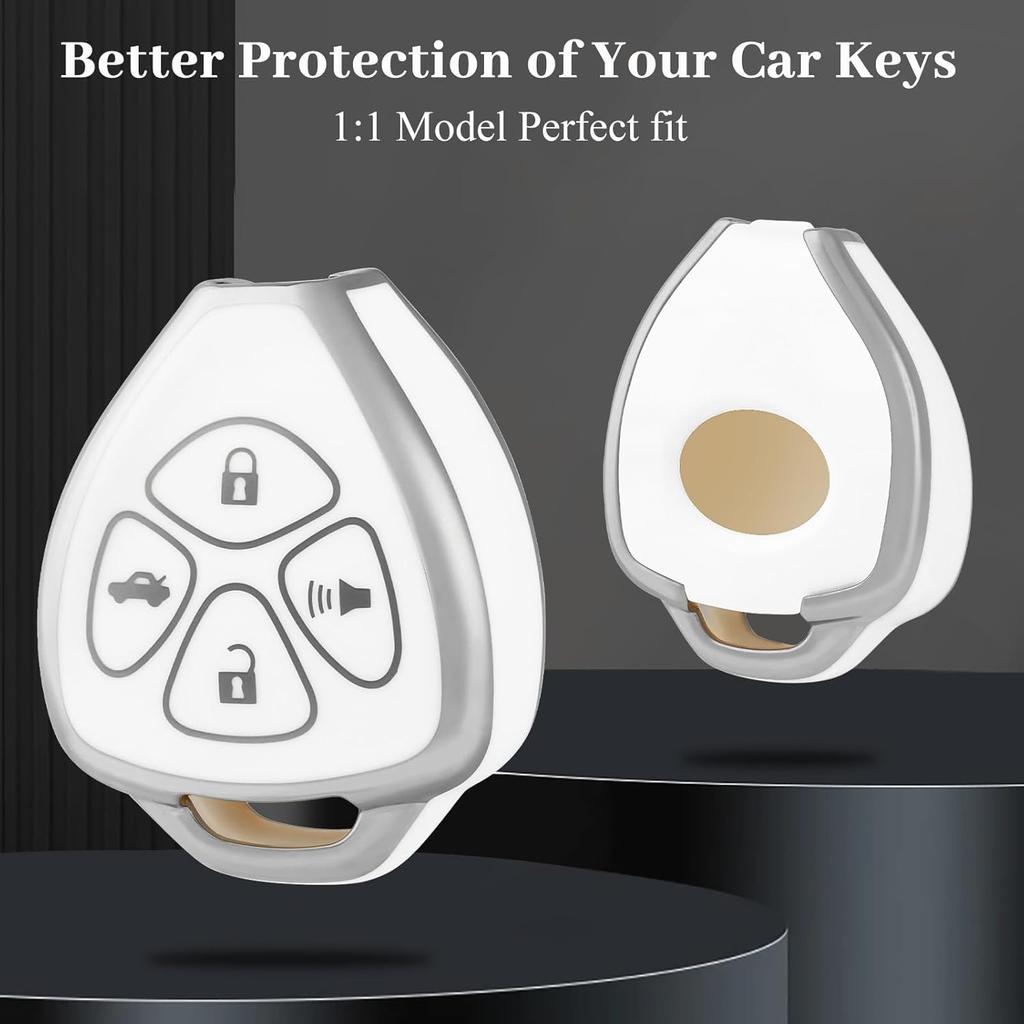 For Toyota Key Fob Cover, Soft TPU Protection Key Case Fit for Toyota Corolla 2008-2013/ Camry 2007-2011/ Venza 2009-2016 4 Buttons Smart Remote Car