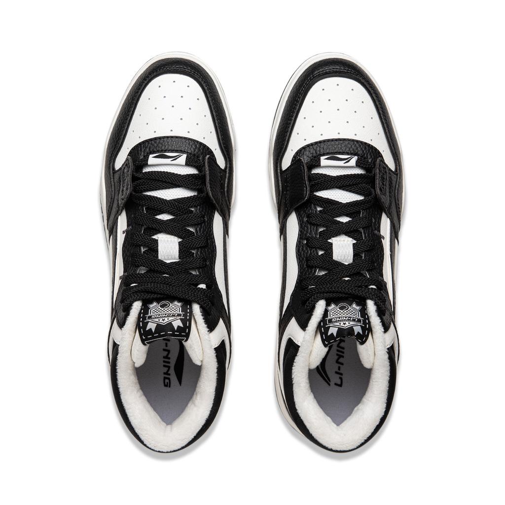 new LINING Moonlight White HI Skateboard Shoes Unisex Mid top Black/Mist White