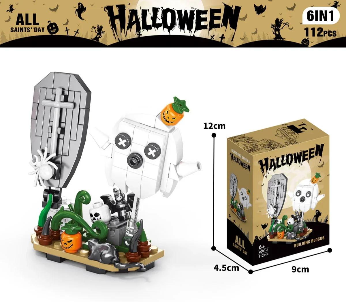

Halloween series assembled building block set toy haunted house ghost figurine model children s puzzle gift