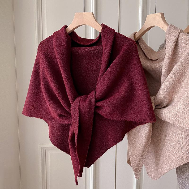  Winter Shawl For Women Warm Scarf Triangle Knit Scarves Hijab Solid Lady Wrap Female Pashmina Bandana Head Scarfs New