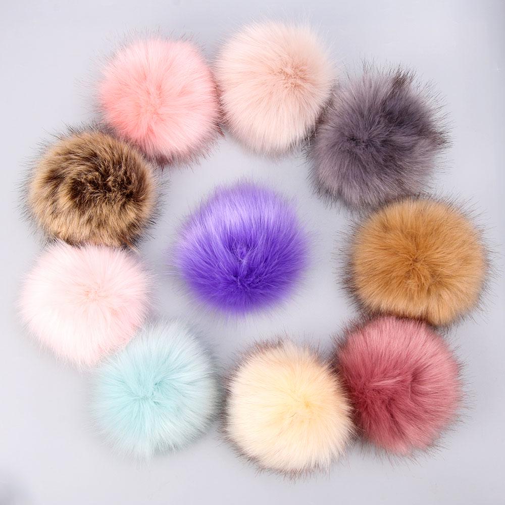 15cm Fashion Beanies Cap Pom Imitation Skullie Fur Pompom Knitted Hat