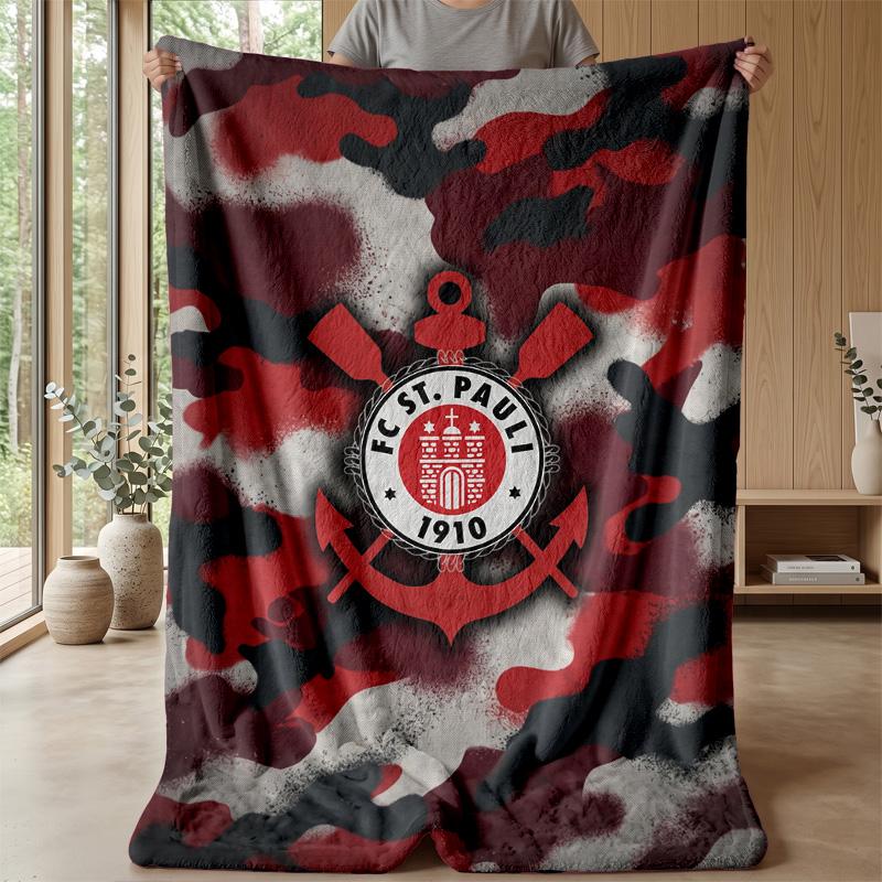 FC St. Coperta in Flanella con Stampa Calcio Pauli, Coperta Morbida Calda Leggera per Divano Letto Campeggio