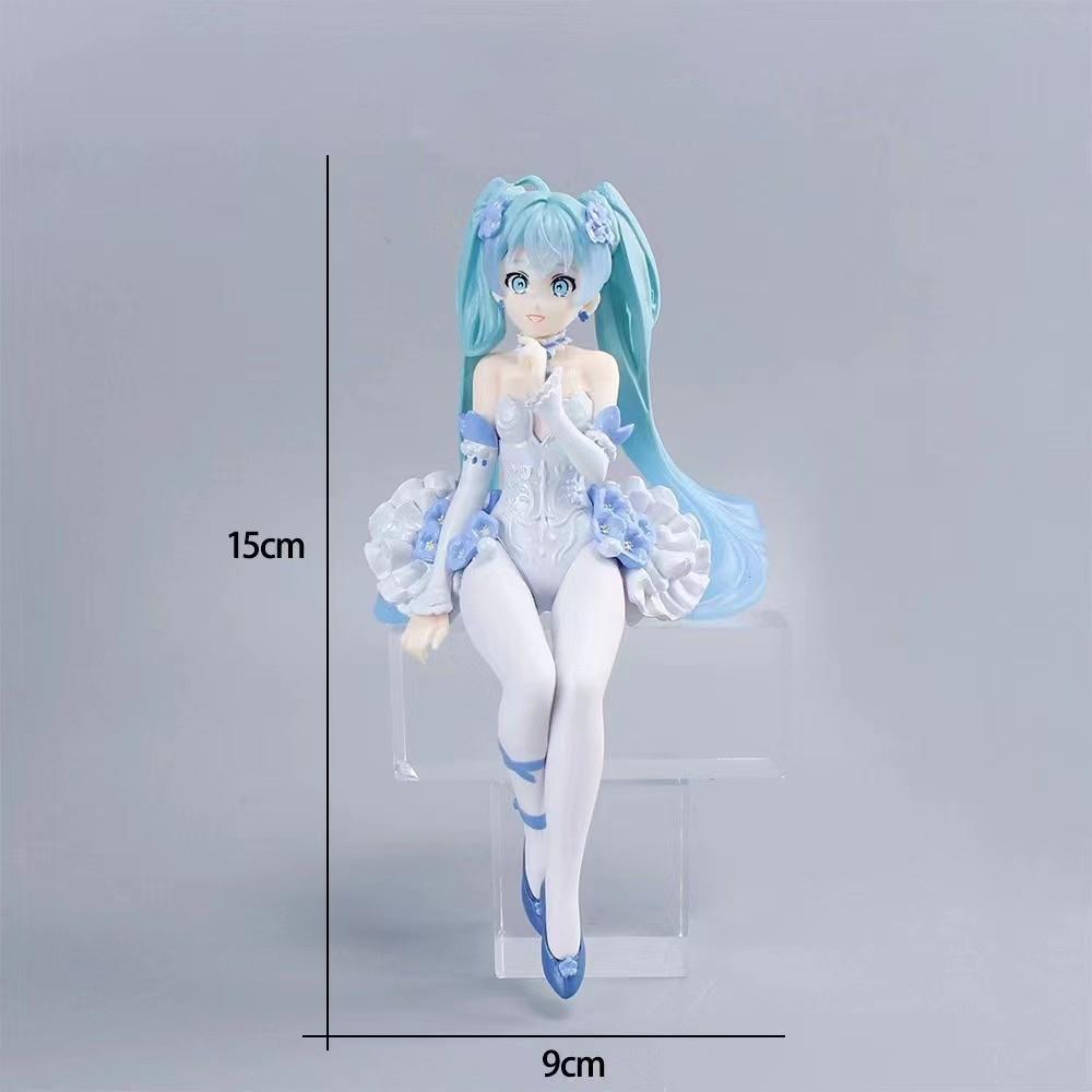 14cm Latest Anime Hatsune Miku Virtual Singer Manga Sitting Posture Model Playthings Computer Desk Cake Decoration Adorable Free Ship