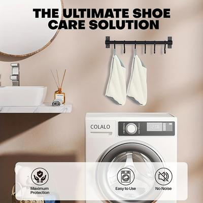 Fluffy Fiber 360° Surround Cleaning Shoe Washing Bag - Reusable Durable Machine-Washable Laundry Bag with Zipper Closure