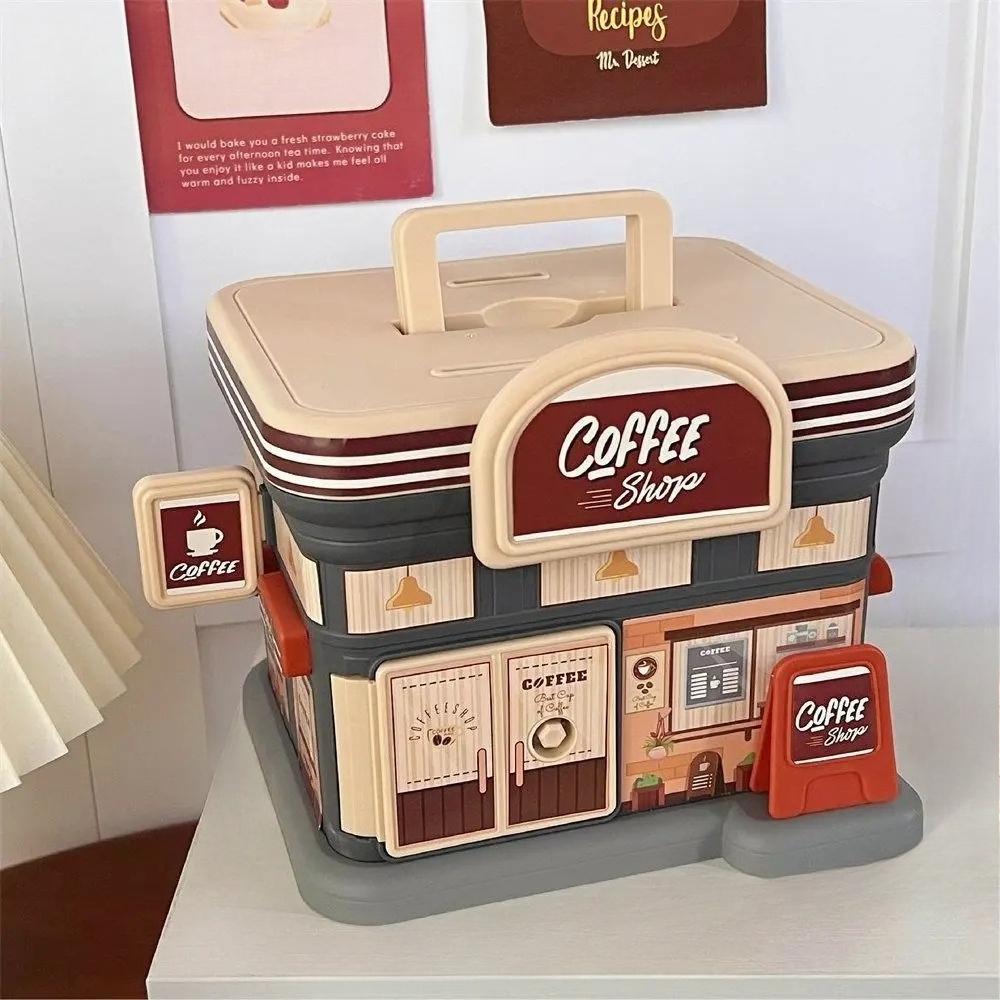 Creative Store Shaped Money Box Plastic Key Lock Cash Box Students Portable Piggy Bank Safe Savings Jar For Kids Adults Gift