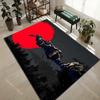 Samurai with Red Moon Print Carpet Rug for Living Room Bedroom Sofa Doormat Home Decor Non-slip Floor Mat