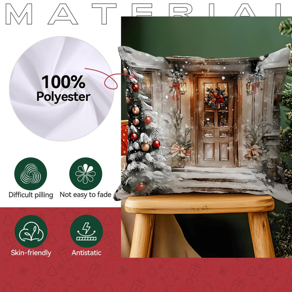 Christmas Themed Winter Street Houses Cushions Pillowcase Cushion Cover Throw Pillow Sofa Decoration Pillowcover Home Car Decor