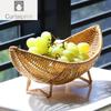 Ratanový podnos na ovocné mísy pro konferenční stolek Pletený košík na drobnosti Ratanový podnos na ovoce Košík tvaru Crecent Plastový ratanový košík na vajíčka