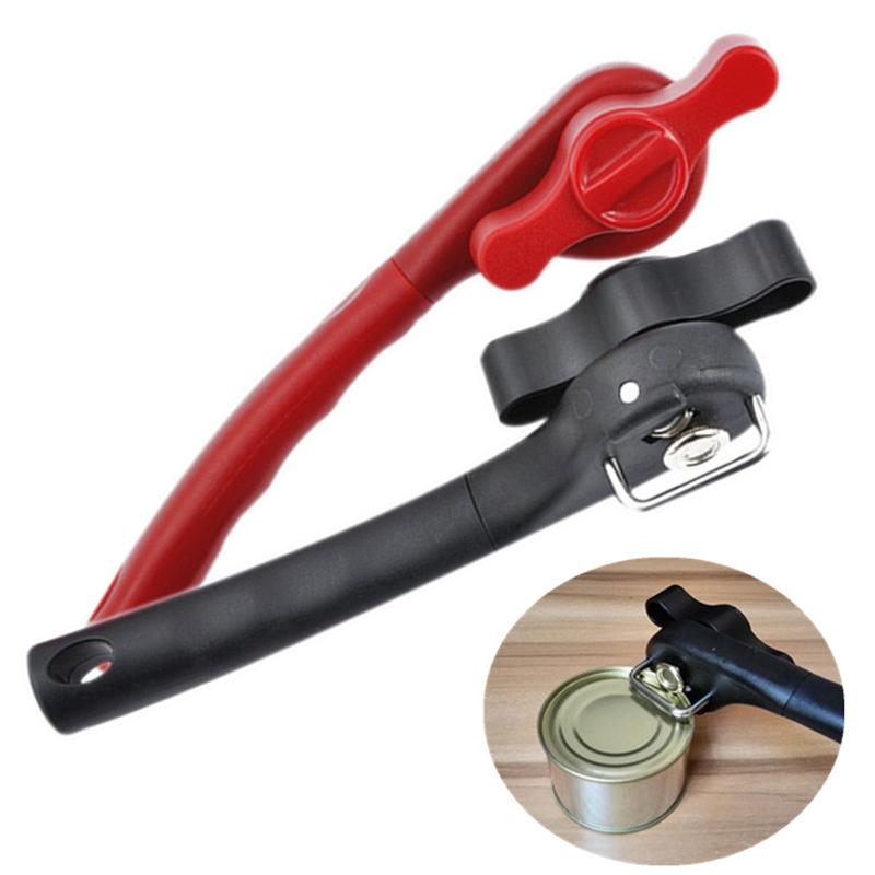Abridor de Latas Profissional Ferramentas de Cozinha Segurança Fácil Uso Corte Lateral Giratório Abridor Manual para Tampa de Lata Casa Aço Inoxidável Latas Faca