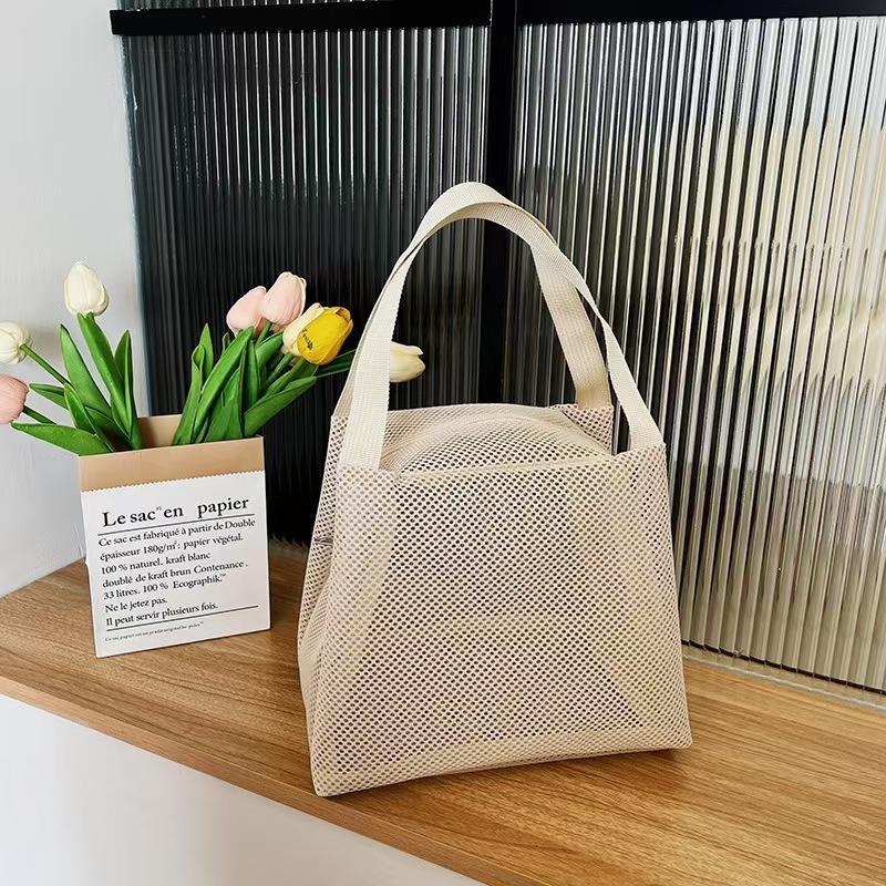 Mesh bag large capacity with handle, bag travel, makeup bag, beach bag portable, bag cosmetic zipper  Shopping bag,