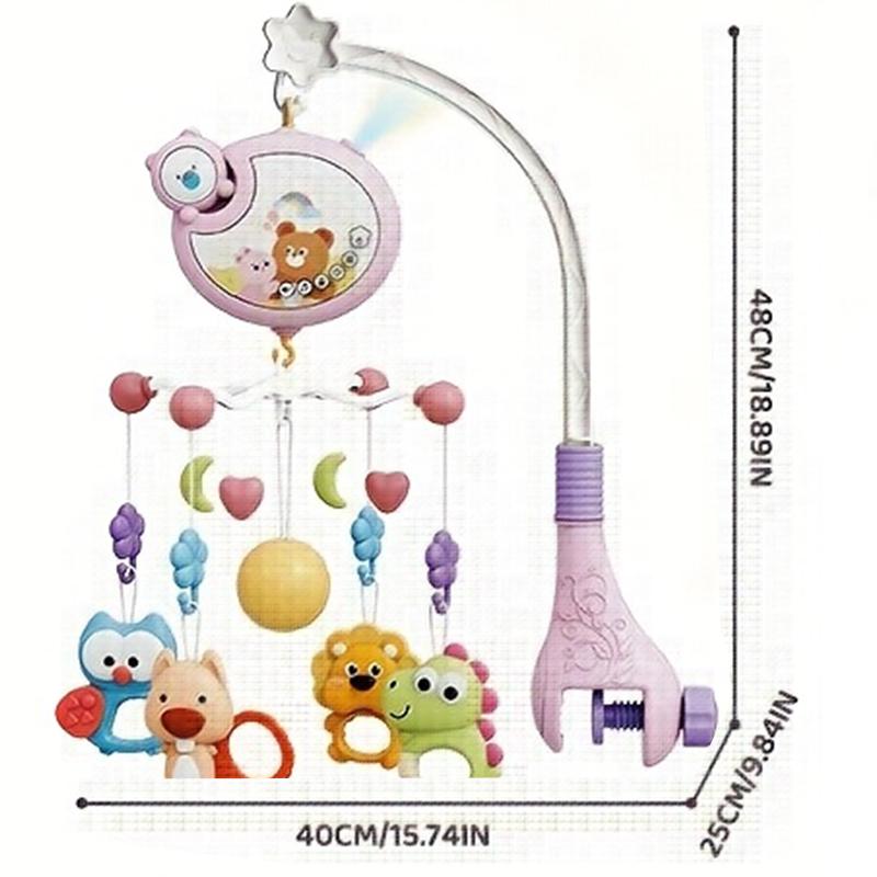 360° Musical Baby Crib Mobile Rotating Night Light Projection Bed Bell Toy Four Speed Timming Hanging Infant Newborn Bedside Gif