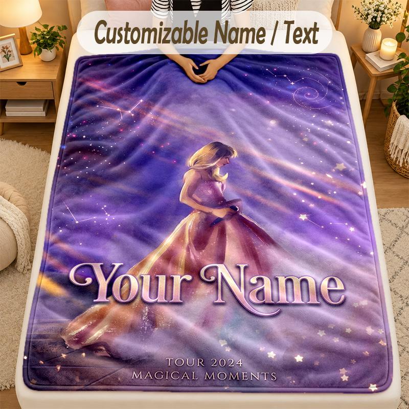 Flannel BlanketTaylor Swift Custom Name Text Personalized Soft Warm Throw Blanket Home Decor Gift
