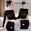 Allure Bodysuit Set: Fishnet Stockings & Open Crotch, Versatile Uniform Style for Mature Women, Plus Size, Black
