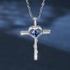 Brilliant Blue Zirkon Kreuz Halskette Liebe Kreuz Anhänger Frauen Halskette Spezielle Schmuck Party Mädchen Zubehör