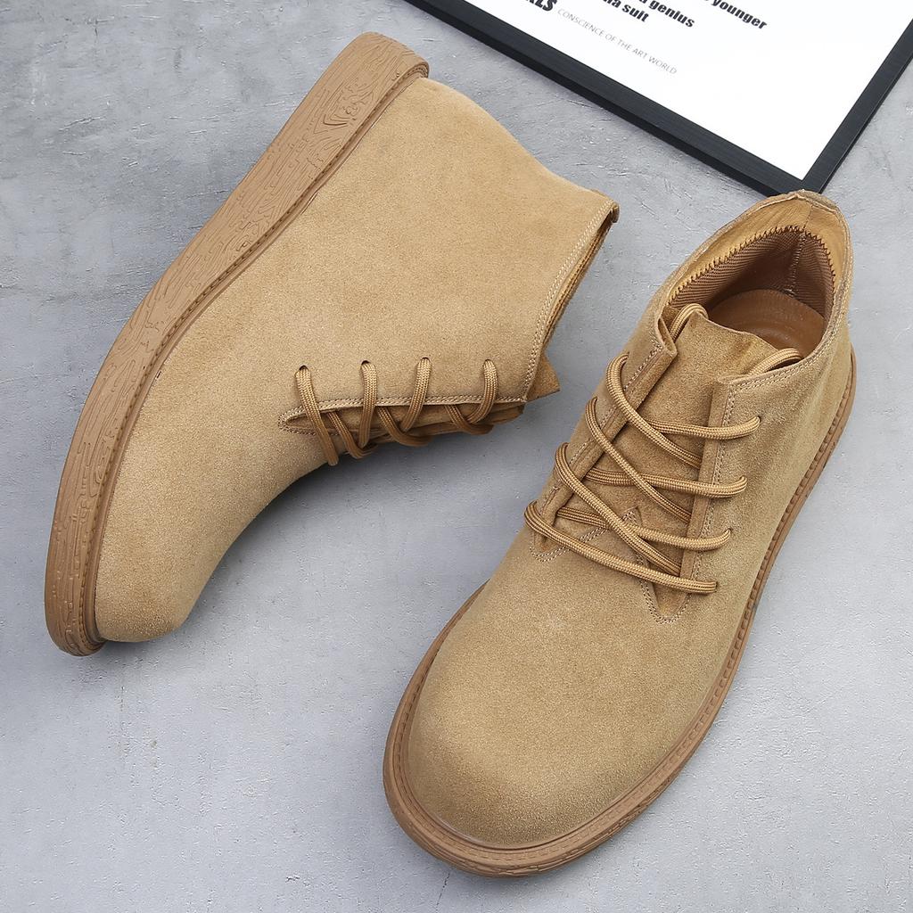 Martin Boots Men's Fur Ruffian Handsome Retro Versatile British Wind Help Tooling Boots Genuine Leather Warm Velvet Leather Boots