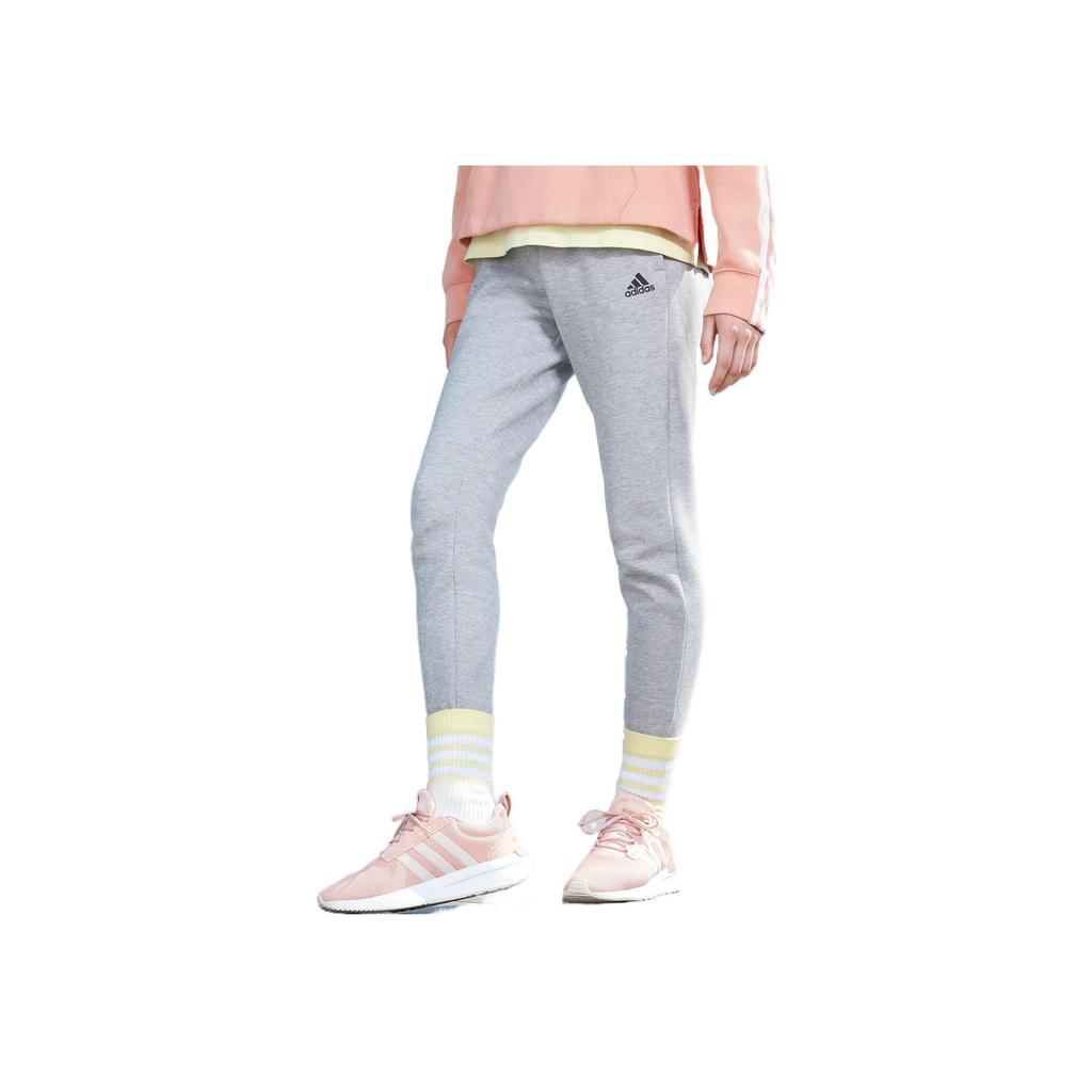 adidas Gestrickte Jogginghose mit Logo-Print, Damen, Elastischer Bund, Kordelzug, Lässig, Grau, Unterteil DP5173