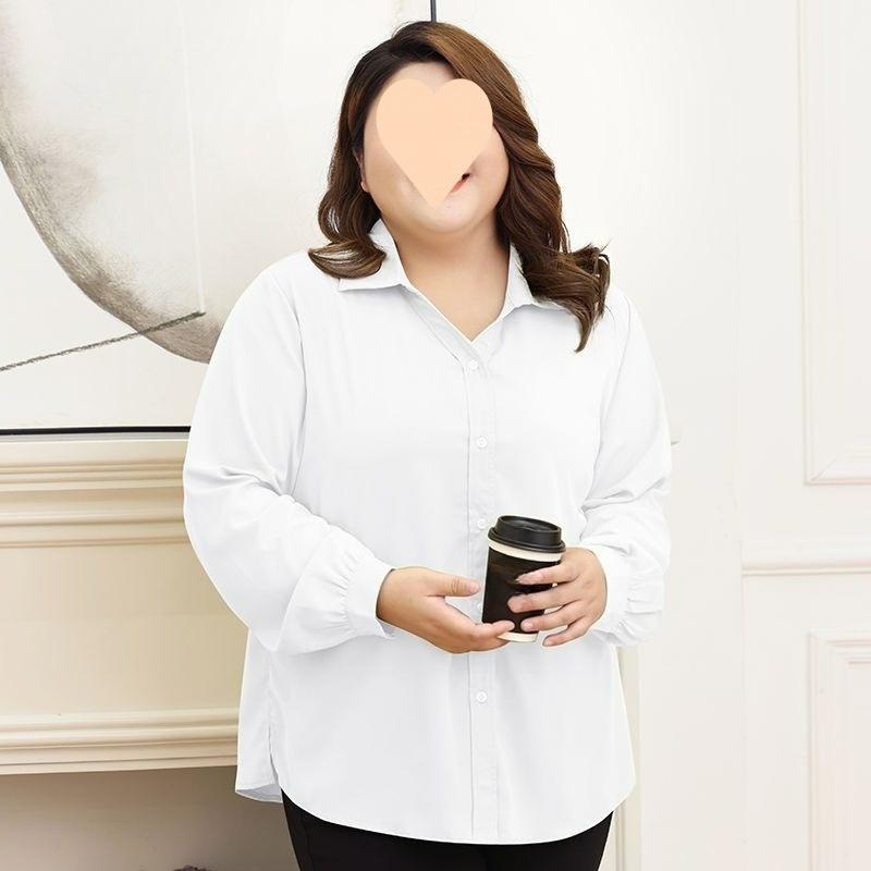 

Spring and autumn plus size women s fashion western style ladies shirt long-sleeved shirt mother top 7XL білий