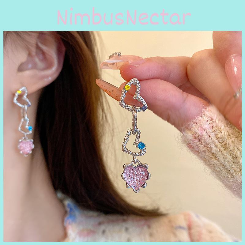 Stylish S925 Silver Heart-shaped Tassel Earrings For Women Unique Design Wholesale