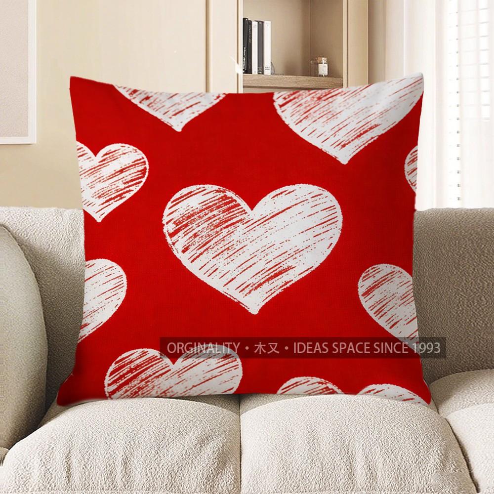 

2D Red Heart Pattern Cushion For Cozy Decor Pattern Cushion Cover Suitable For Sofa Bedroom Car Pillow Cover 40x40cm