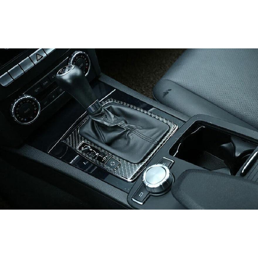 For Benz C-Class 2007-14 Real Carbon Fiber Center Console Gear Shift Cover Trim