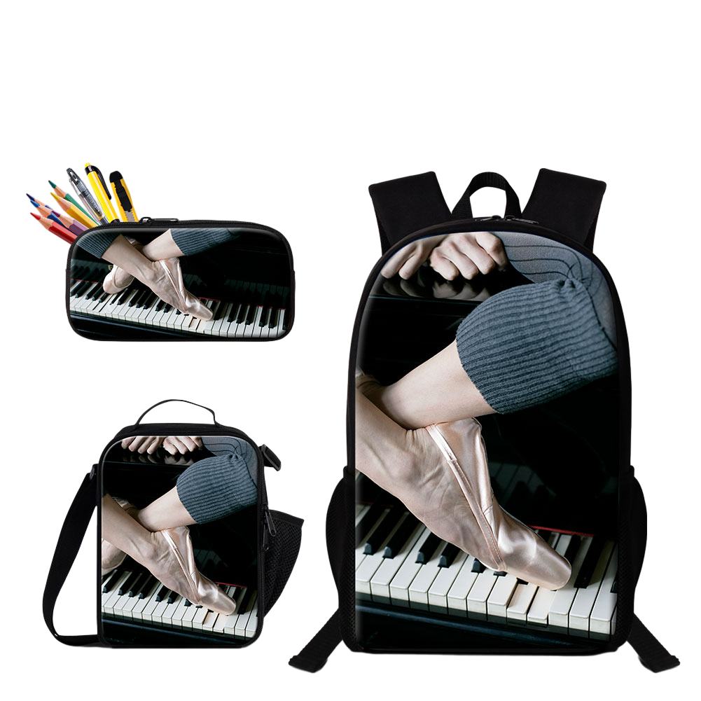 Classic Popular Funny Cool New Ballet 3D Print 3pcs/Set Student School Bags Laptop Daypack Backpack Lunch bag Pencil Case
