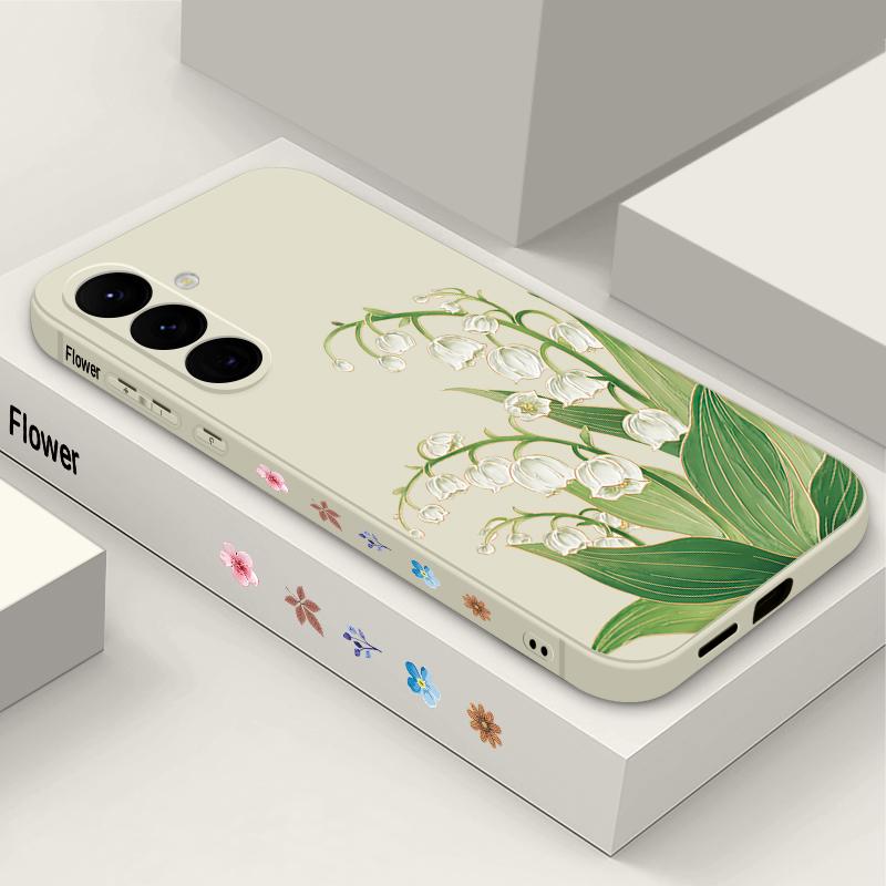 Blue Flowers Pattern Case For Samsung Galaxy S26 S25 Ultra S24 S23 S22 Plus S21 FE A15 A16 A17 A35 A36 A54 A55 A56 5G Soft Cover