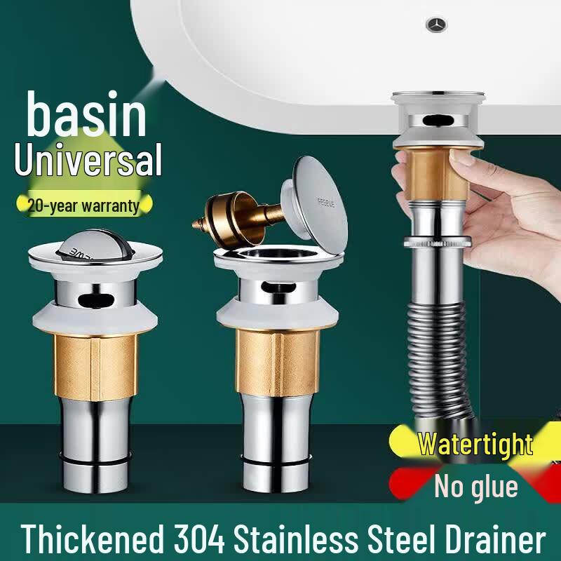 Bathroom Sink Pop-Up Drainer with 304 Anti-Odor Pipe