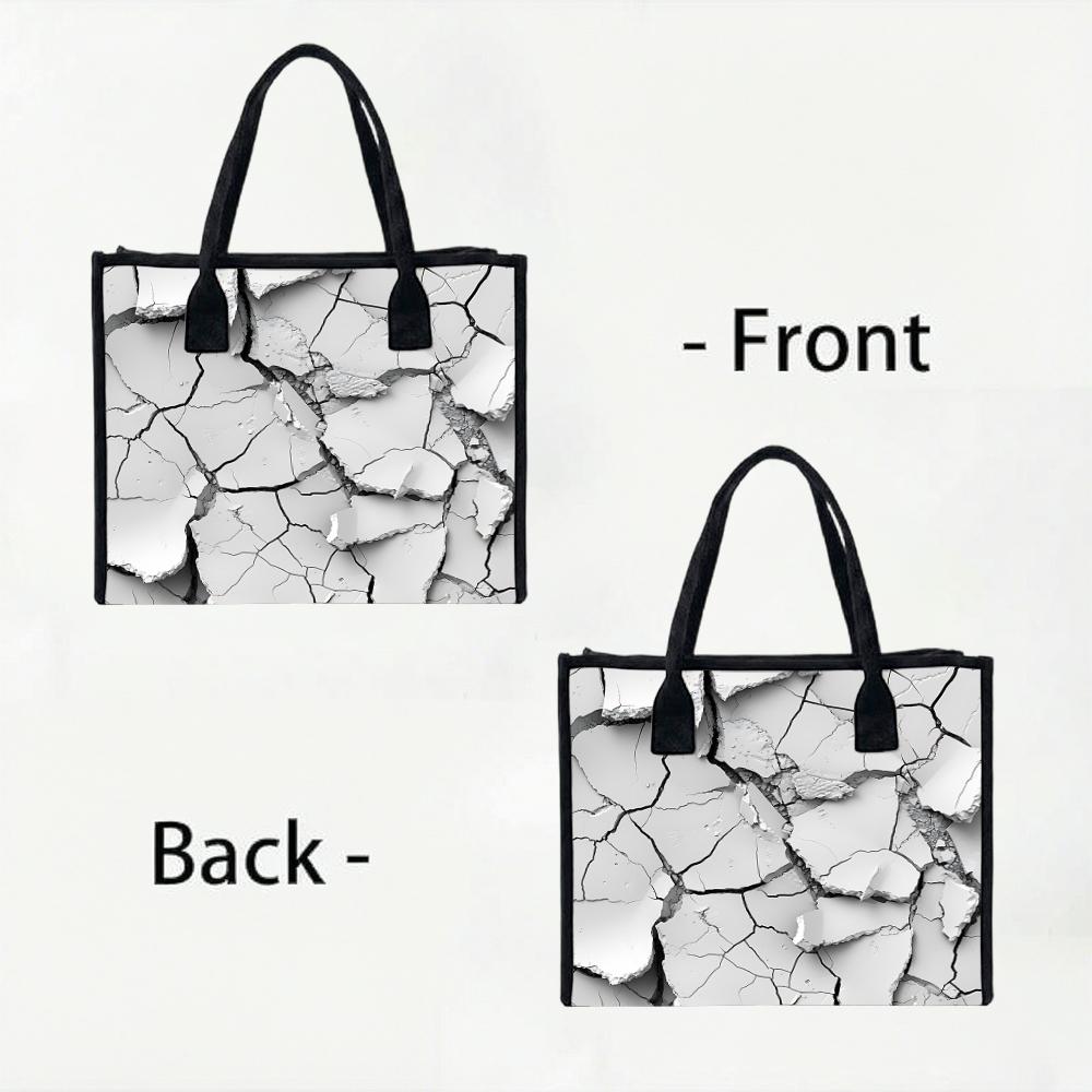 Fashion Crack Pattern Tote Bag Casual Large Capacity Daily Shoulder Bag Lightweight Portable Versatile Shopping Handbag
