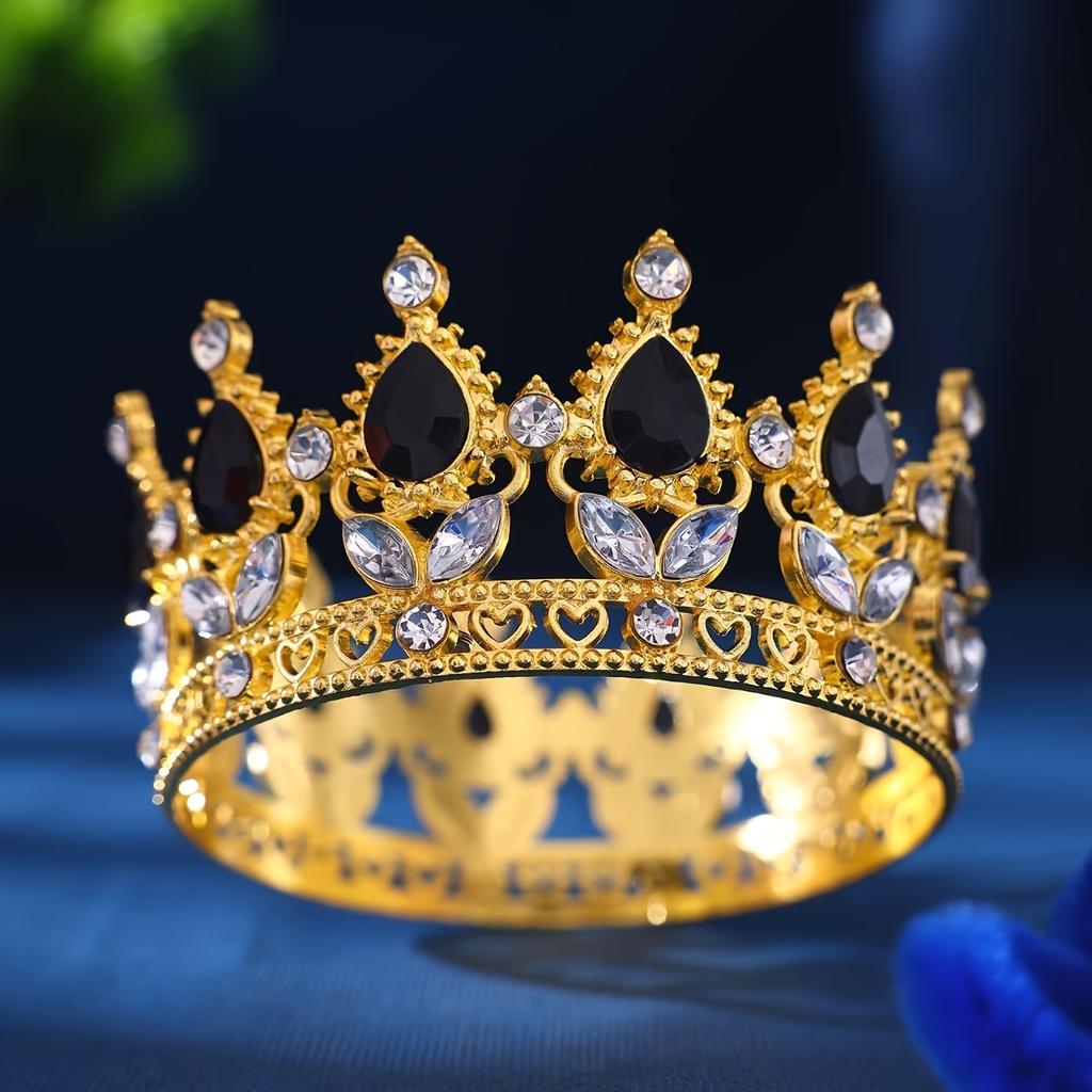 Tiaras y Coronas Redondas de Cristal Barroco Diadema con Pedrería Corona de Baile Corona Accesorios para el Cabello de Boda Joyería Corona