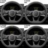Auto-Lenkradbezüge Rindsleder Wildleder Stoff Lenkradhülle Abdeckung Universal 37-38cm Atmungsaktive Lenkradabdeckungen Auto Auto Zubehör