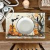 4pcs Linen Placemats, Halloween-Themed Decorative Placemats, Perfect for Home Dining Table, Kitchen, and Holiday Party Decorations, 12x18 Inches