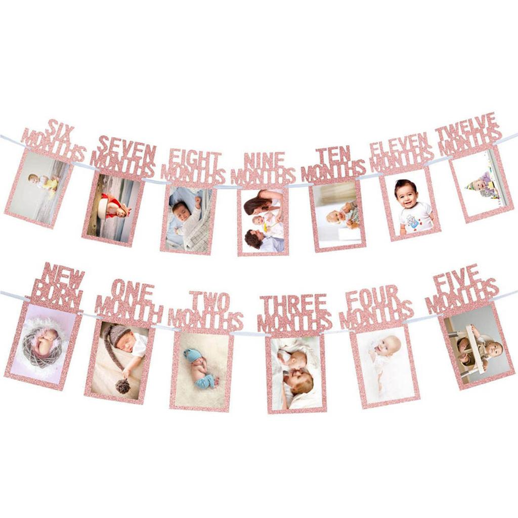 Erstes Lebensjahr Baby Foto Banner 12 Monate Rahmen Set für Junge Mädchen Dokumentieren Sie das Wachstum Ihres Babys