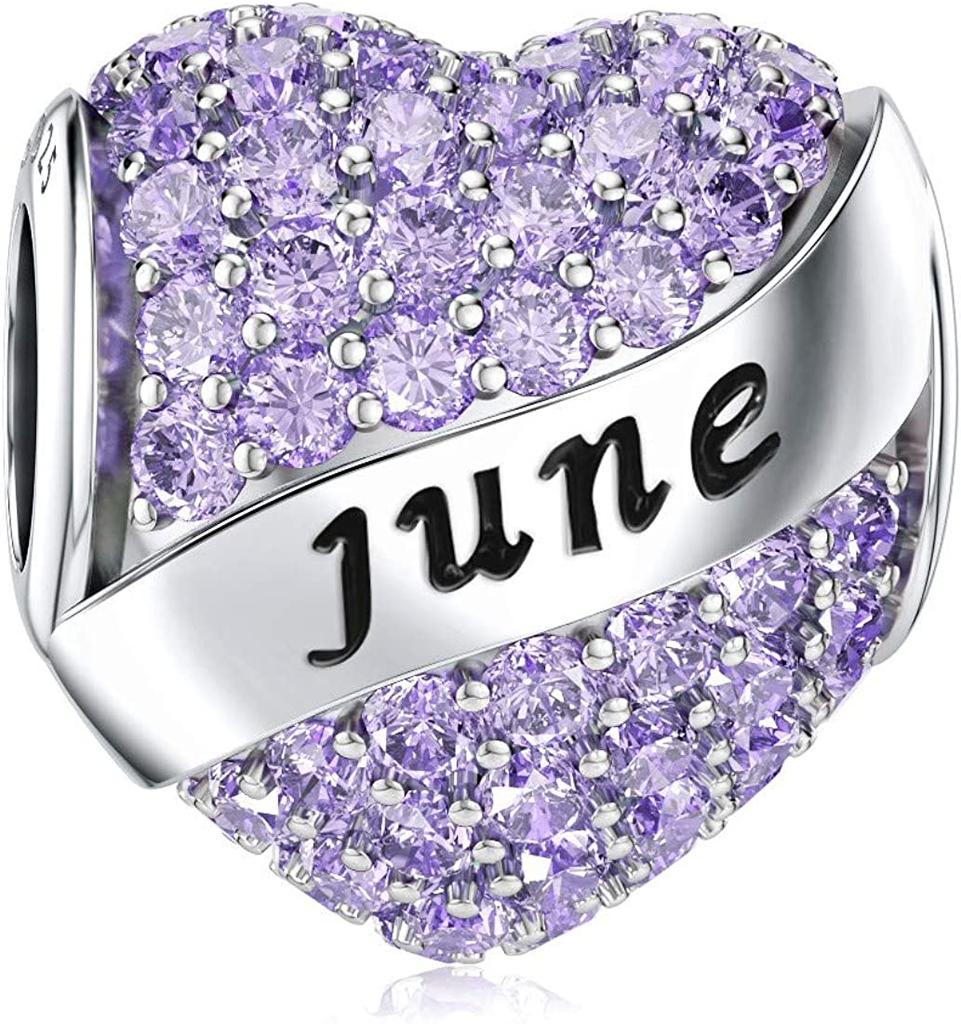 Authentic Copper Plated Twelve Month Birthstone Heart Eternity Decorative Charms Beads Pendant Charm Fit Original Fashion Bracelet For Women Jewelry