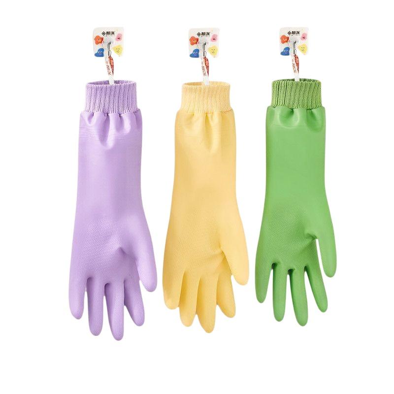 1 Paar Wasserdichte Spülhandschuhe Reißfest Warmes Fleece Reinigerhandschuhe Verdickte Gewindebündchen Manschette Wäschehandschuhe
