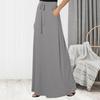 Women Maxi Skirt Adjustable Drawstring High-Waisted Solid Color Long Skirt with Pockets Casual Work Skirt