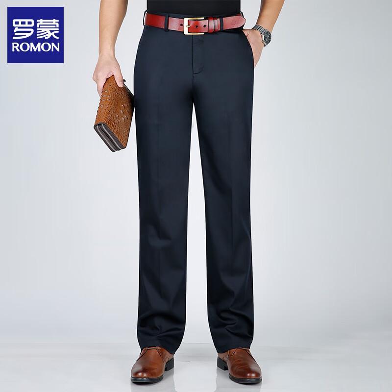 ROMON Men's Cotton Blend Straight Casual Business Pants