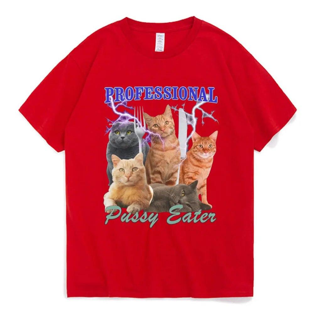 Camiseta profissional Pussy Eater Funny Cat Lover, unissex, roupas femininas, moda, algodão, casual, grande, camiseta streetwear
